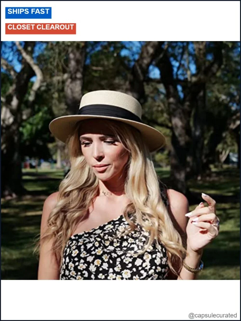 Foldable Packable Wide Brim Straw Boater Sun Hat for Women Adjustable